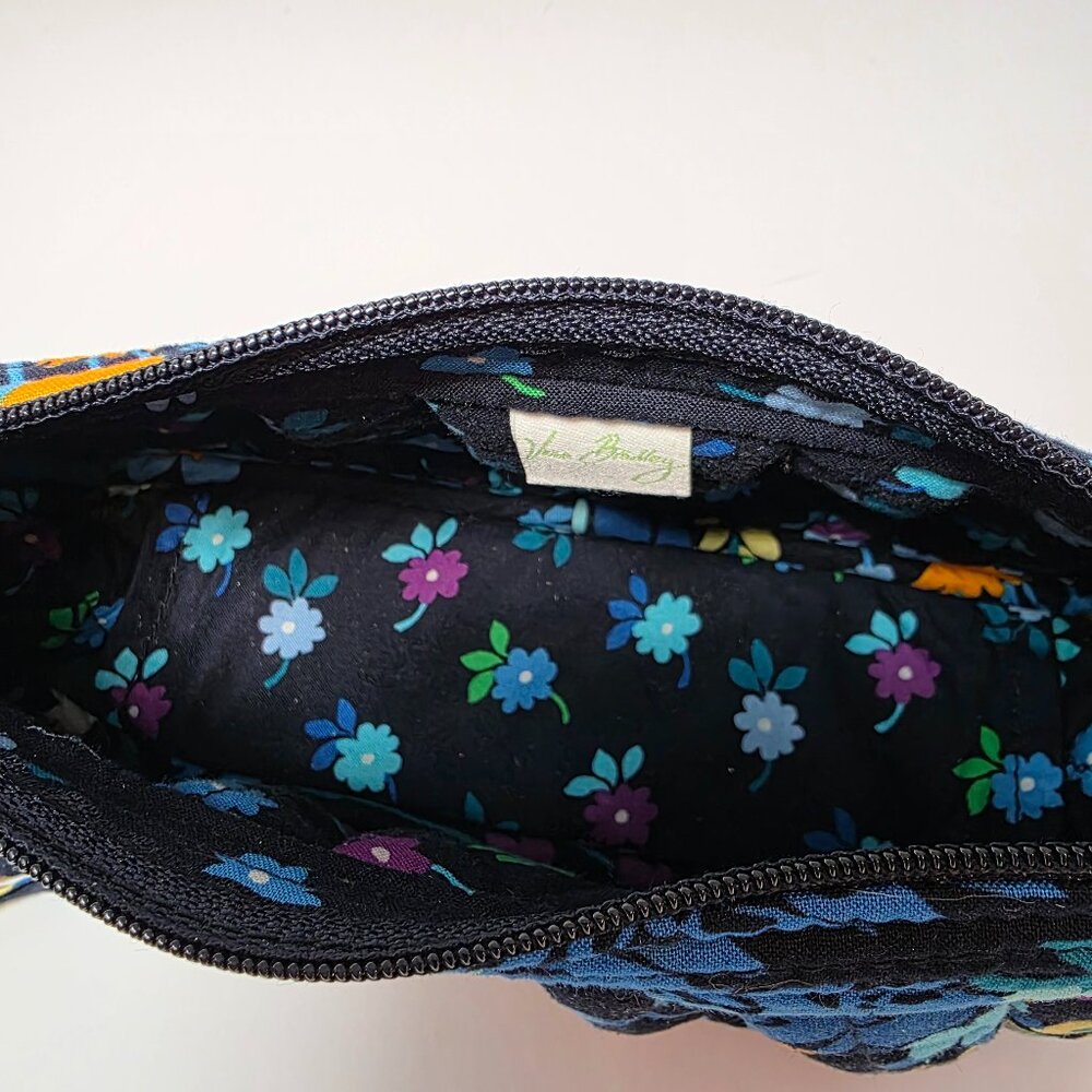 Vera Bradley Quilted Floral Mini Crossbody Bag Blue Black Travel Purse - Picture 4 of 8